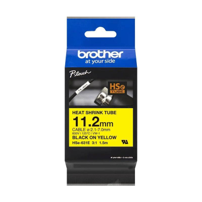 Brother HSe-631E Pro Tape, 11.2 mm x 1.5 m, fekete nyomtatás / sárga alapon , eredeti szalag