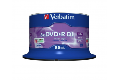 VERBATIM DVD+R(50 csomag)/Kétrétegű/Orsó/ 8X 8.5GB Matt ezüst