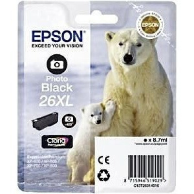 Epson T26314012, T263140, 26XL fotó fekete (photo black) eredeti tintapatron