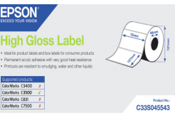 Epson C33S045543 High Gloss, a ColorWorks esetében, 76x127mm, 250db, fehér öntapadó címkék