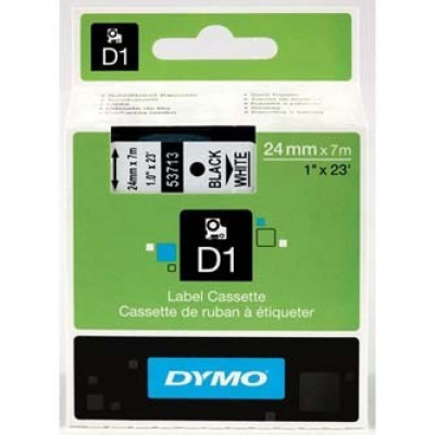 Dymo D1 53713, S0720930, 24mm x 7m fekete nyomtatás / fehér alapon, eredeti szalag