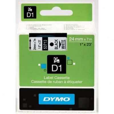 Dymo D1 53713, S0720930, 24mm x 7m fekete nyomtatás / fehér alapon, eredeti szalag