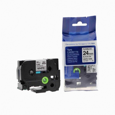 Brother TZ-FX251/TZe-FX251, 24mm x 8m, flexi, fekete nyomtatás / fehér alapon, kompatibilis szalag 