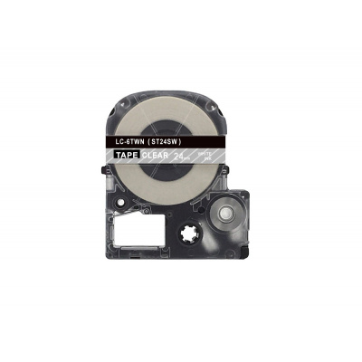 Epson LC-ST24SW, 24mm x 8m, fehér nyomtatás / átlátszó alapon, utángyártott szalag