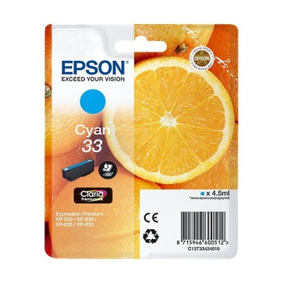 Epson T33424012, T33 cián (cyan) eredeti tintapatron