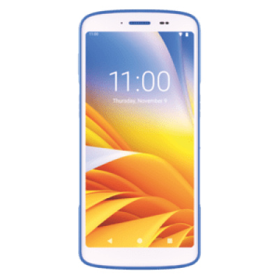 Zebra HC50 WLMT0-H50D8BBK1-A6, kézi adatgyűjtő, mit Notfalltaste, 2D, hot-swap, PTT, USB-C, BT, Wi-Fi, NFC, Android, GMS, white, blue