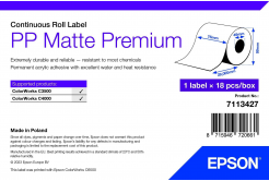Epson 7113427 PP Matte, a ColorWorks esetében, 76mmx29m, polipropilén, fehér öntapadó címkék