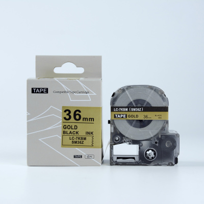 Epson LK-7KBM, SM36ZW, 36mm x 9m, fekete nyomtatás / arany alapon, kompatibilis szalag