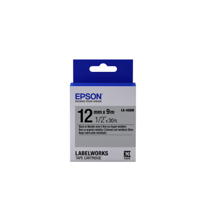 Epson LabelWorks LK-4SBM C53S654019 12mm x 9m, fekete nyomtatás / ezüst alapon, fluoreszkáló, eredeti szalag
