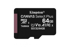 Kingston memóriakártya Canvas Select Plus, 64GB, micro SDXC, SDCS2/64GBSP, UHS-I U1 (Class 10), A1