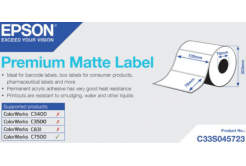 Epson C33S045723 Premium Matte, a ColorWorks esetében, 102x76mm, 1570db, fehér öntapadó címkék