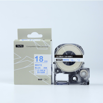 Epson LK-SS18BW, 18mm x 9m, kék nyomtatás / fehér alapon, utángyártott szalag