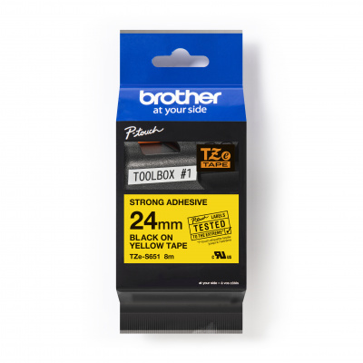 Brother TZ-S651 / TZe-S651 Pro Tape, 24mm x 8m, fekete nyomtatás/sárga alapon, eredeti szalag
