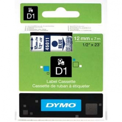 Dymo D1 45011, S0720510, 12mm x 7m kék nyomtatás / átlátszó alapon, eredeti szalag