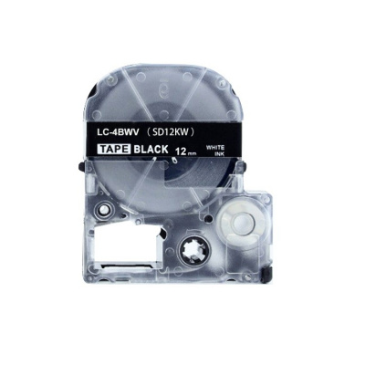 Epson LC-4BWV, SD12KW, 12mm x 8m, fehér nyomtatás / fekete alapon, kompatibilis szalag