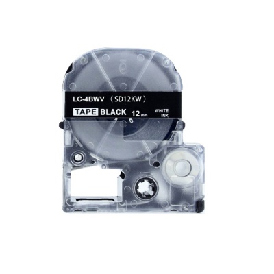 Epson LC-SD12KW, 12mm x 8m, fehér nyomtatás / fekete alapon, utángyártott szalag