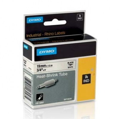 Dymo Rhino 18057, S0718330, 19mm x 1,5m fekete nyomtatás / fehér alapon, eredeti szalag