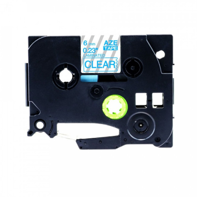 Brother TZ-113 / TZe-113, 6mm x 8m, kék nyomtatás / átlátszó alapon, kompatibilis szalag 