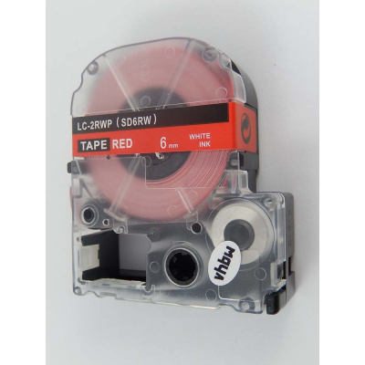 Epson LK-2RWP, SD6RW, 6mm x 9m, fehér nyomtatás / piros alapon, kompatibilis szalag