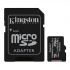 Kingston memóriakártya Canvas Select Plus, 256GB, micro SDXC, SDCS2/256GB, UHS-I U1 (Class 10), adapterrel, A1