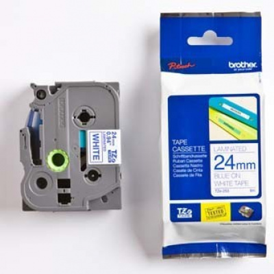 Brother TZ-253 / TZe -253, 24mm x 8m, kék nyomtatás / fehér alapon, eredeti szalag