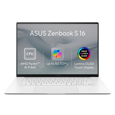 ASUS Zenbook S 16 OLED/UM5606GA-OLED528X/AI9-465/16"/2880x1800/T/32GB/1TB/AMD int/W11P/Fehér/2R