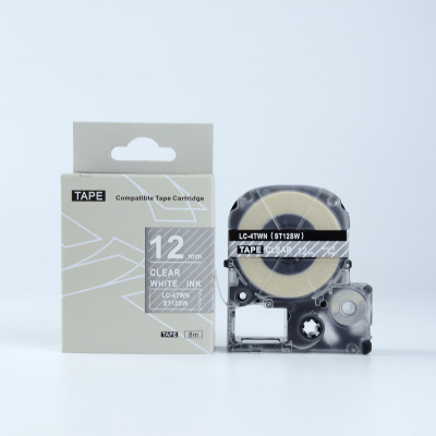 Epson LK-ST12SW, 12mm x 9m, fehér nyomtatás / átlátszó alapon, utángyártott szalag