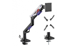 Powerton ERGO STRYNX Állítható monitortartó, fehér/fekete, 2-30KG, bilincs, 24"-57", 75x75/100x100/100x200/200x100/200x200