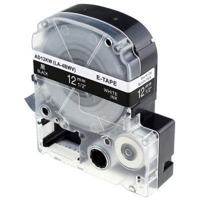 Epson LK-SD12KW, 12mm x 9m, fehér nyomtatás / fekete alapon, utángyártott szalag