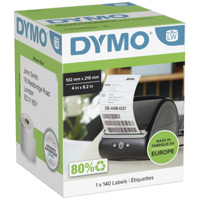 Dymo 2166659, 210mm x 102mm, fehér papírcímkék