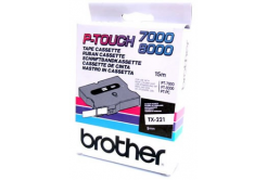 Brother TX-221, 9mm x 8m, fekete nyomtatás / fehér alapon, eredeti szalag