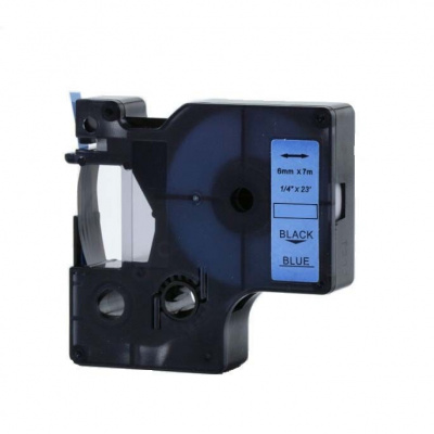 Dymo 43616, 6mm x 7m fekete nyomtatás / kék alapon, kompatibilis szalag 