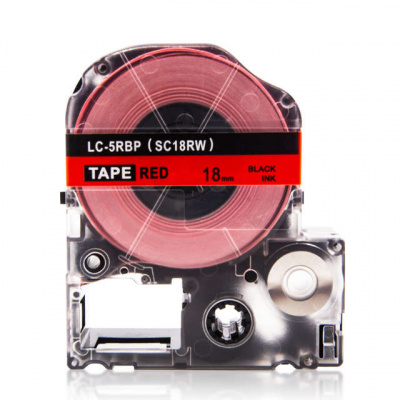 Epson LK-SC18RW, 18mm x 9m, fekete nyomtatás / piros alapon, utángyártott szalag