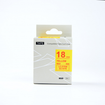 Epson LK-5YRN, SC18YR, 18mm x 9m, piros nyomtatás / sárga alapon, kompatibilis szalag