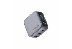 VERBATIM Mini GaN Nabíječka s displejem 65W, 2xUSB-C, 1xUSB-A, šedá