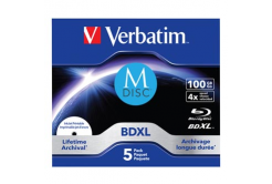 Verbatim MDISC, Lifetime archival BDXL, 100GB, jewel box, 43834, 4x, 5-pack