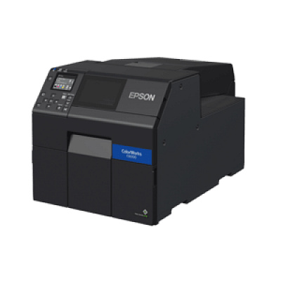 Epson ColorWorks C6000 Series colour label printer, 112 mm media, 85 mm/s, cutter, Ethernet, USB, black