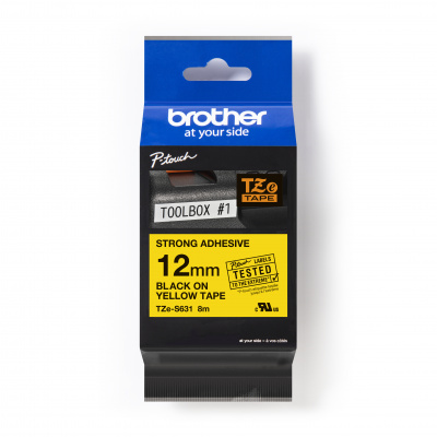 Brother TZ-S631 / TZe-S631 Pro Tape, 12mm x 8m, fekete nyomtatás/sárga alapon, eredeti szalag