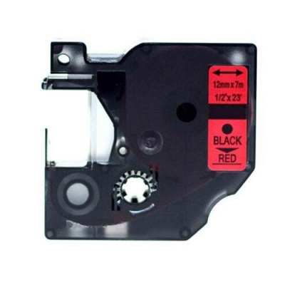 Dymo 45017, S0720570, 12mm x 7m fekete nyomtatás / piros alapon, kompatibilis szalag 