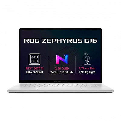 ASUS ROG Zephyrus G16/GU606AR-TB011W/U9-386H/16"/2560x1600/32GB/1TB/RTX 5070Ti/W11H/White/2R