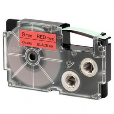 Casio XR-9RD1, 9mm x 8m, fekete nyomtatás / piros alapon, eredeti szalag