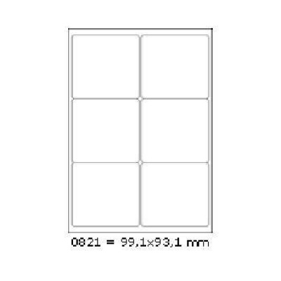 Öntapadó címkék 99,1 x 93,1 mm, 6 címek, A4, 100 ív