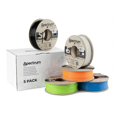 Spectrum 80747 3D filament, Premium PLA, 1,75mm, 5x250g, fehér, fekete, Narancs, Kék, Zöld (Mix Polar white, Deep black, Lion orange, Pacific Blue, Lime green)