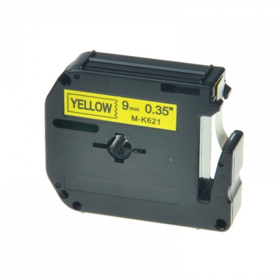 Brother MK-621, 9mm x 8m, fekete nyomtatás / sárga alapon, kompatibilis szalag 