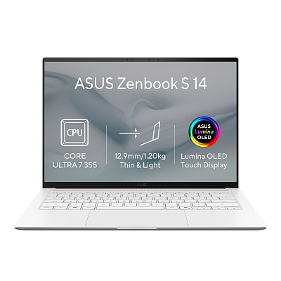 ASUS Zenbook S14 OLED/UX5406AA-OLED465XZ/U7-355/14"/2880x1800/T/32GB/1TB/Intel int/W11P/Fehér/2R