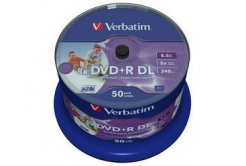 VERBATIM DVD+R(50 csomag)DoubleLayer/Spindle/8X/8.5GB/Nyomtatható/NoID