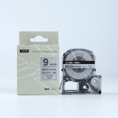Epson LK-3SBM, SM9X, 9mm x 9m, fekete nyomtatás / matt ezüst alapon, kompatibilis szalag