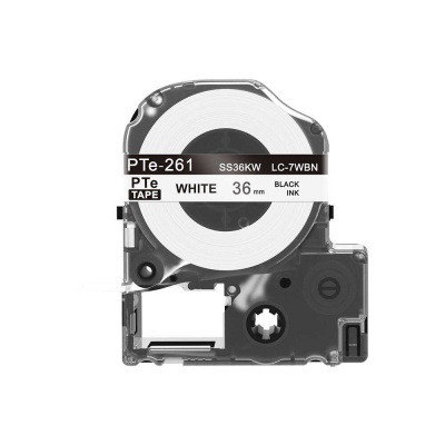 Epson LC-7WBN, SS36KW, 36mm x 8m, fekete nyomtatás / fehér alapon, kompatibilis szalag