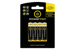 Baterie jednorázová alkalická, tužková, AAA, 1.5V, Powerton, blistr, 4-pack