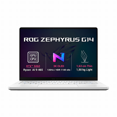 ASUS ROG Zephyrus G14/GA403GM-SY101Z/AI9-465/14"/2880x1800/32GB/1TB/RTX 5060/operációs rendszer nélkül/White/2R